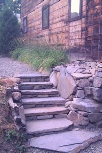 Stone steps and retaining wall